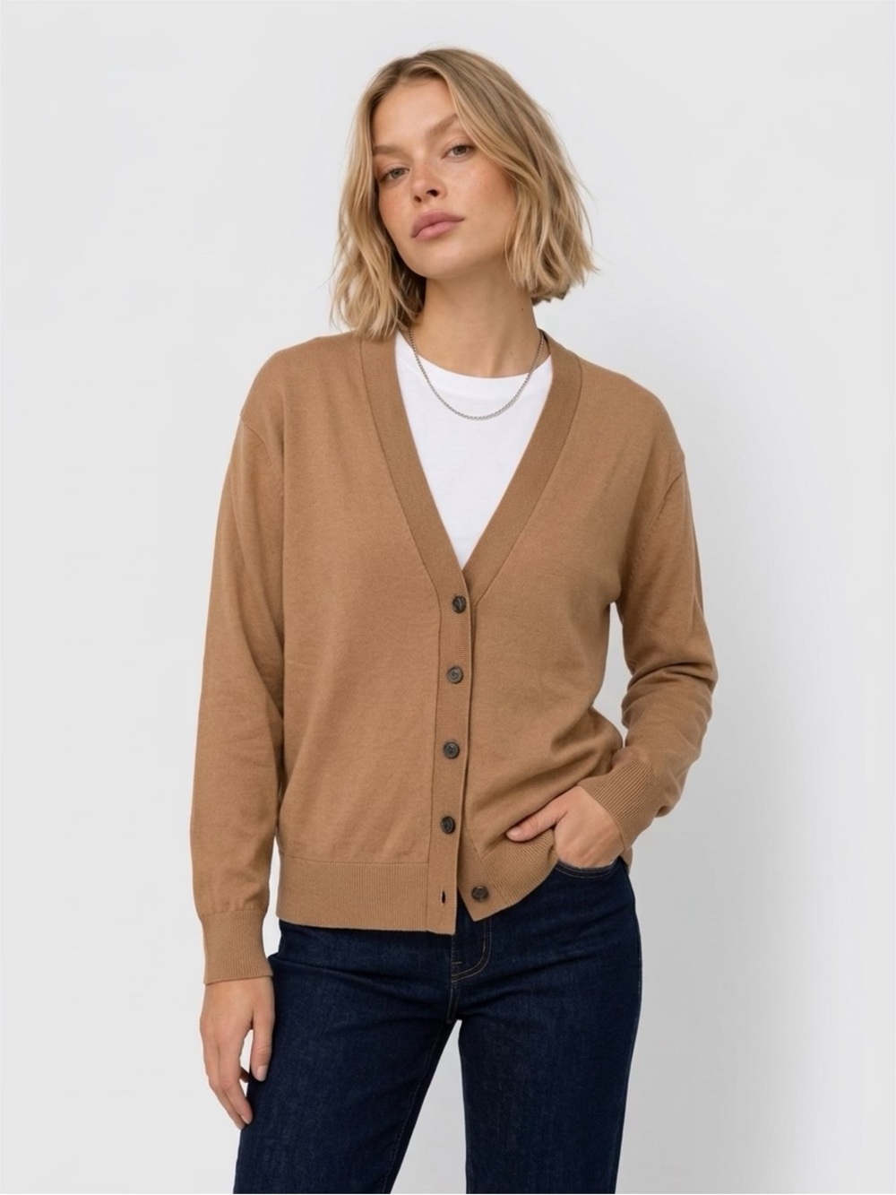 Banana Republic Classic V-Neck Button Cardigan - Camel